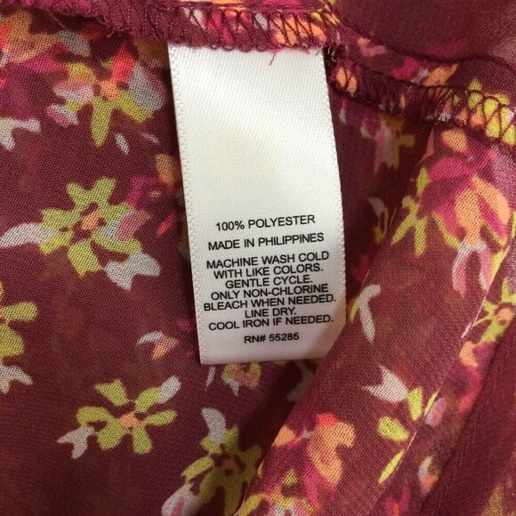 Express Womens Portofino Floral Long Sleeve Button Down Shirt Red/Multi Small - Picture 4 of 6